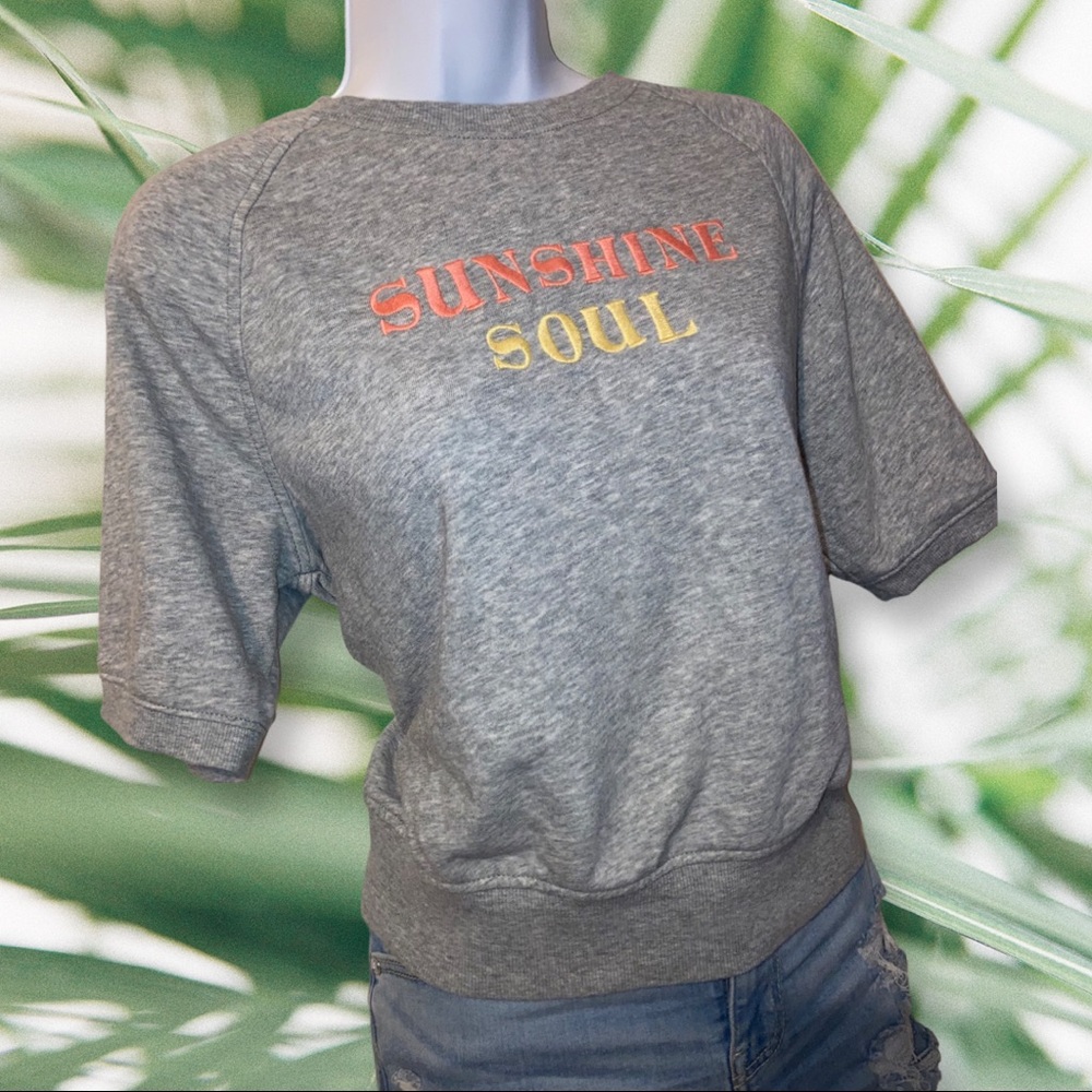 Old Navy Cropped Sweatshirt, Size Small, Grey / Orange / Yellow.